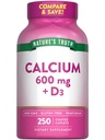 天然的真理钙 600mg 配有维生素D3 → 250 caplets → 碳酸钙 → 蔬菜, Non-GMO & Gluten 免费补充