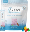 1 Sol BCAA & Electrolyte Powder for Hydrition & Energy, 全自然公式, 100% Vegan, 非GMO, Gluten Free & Soy - Free, 促进肌肉生长和复苏, Gummy Bear Flavor