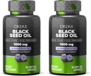 ORZAX 黑种子油 1000 mg 有机冷压胶囊用于毛发、皮肤和关节-富含Omega 3 6 9 - 非GMO,无胶囊-(90 Soft Gel Capsules)(2包)
