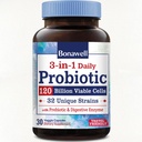 Bonawell Probiotics 120亿CFU 32 Strains 配有Prebiotics, 消化酶促进古特健康, 3-in-1 Daily Probiotics, Serf-Stable, 延迟释放, 30 Veggie Caps