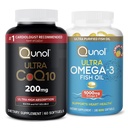 Qunol CoQ10 100mg软胶,3X更好的吸收,4个月供应,120Counter +鱼油 Omega 3小型软胶,1000mg Omega 3 EPA + DHA,3个月供应,180个计算