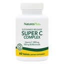 NaturesPlus Super C Complex, 持久释放 - 60 片 - 1000 mg 维生素 C + 500 mg Bioflavoids - 蔬菜, Gluten Free - 60 services