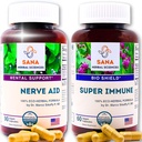 自然睡眠援助和豁免助药 10 有机草药 瓦莱里安根 免疫支持 Echinacea & Vitamin C 1350 毫克 每服一次 Sana Herbal