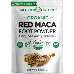 有机, Raw Pervia Red Maca Root Powder – Premium USDA认证,Hormone平衡 女性,自然能源,Mood支持,非GMO,Vegan超级食品,16 oz