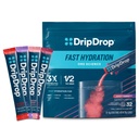 DripDrop 水分包 - 汁性品种包 - 单服务电解质 粉末 饮料 混合物 - 葡萄,水果冲刺,草莓柠檬汁,樱桃 - 非GMO, Gluten Free, Vegan - 32棒