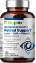 Biophix 视网膜支持最大强度复合公式 100 Capsules - 锌维生素C E Lutein DHA Omega-3 Astaxanthin Hyaluronic酸 - 支持眼视健康