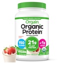 Orgain 有机维冈蛋白粉、草莓和奶油 -- -- 21克植物蛋白、低网鲤鱼、无胶/乳糖、无糖、无豆、无糖、无糖、无糖、无脂,2.03升
