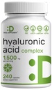 处理补充Hyaluronic酸 1 500mg – 240 capsules,配有MSM & Vitamin C – 纯 95% → 非 GMO + 植物基 HA – 支持健康关节,骨骼,连接组织,皮肤水分