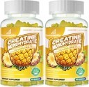 Creatine Monohydrate Gummys for Men and Women - Advanced Formulated W/L-Taurine + Vitamin B12, 糖无栗增产,180 Pineapple Gummys 2 pack