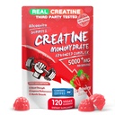 Creatine Monohydrate Gummys Complex for Muscle Power, Muscle Builder, Energy Boost, 工作前补充 120 草莓 Gummys
