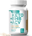 Keto ACV BHB Capsules 1600mg for Advanced Wight Loss & Belly Fat Burn - 有机苹果苹果苹果醋醋与"母亲Ketones Vegan补充剂" - 配有维生素D3 女性锌铬