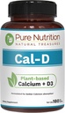 纯营养Cal D - 植物基钙与VIT D3 K2 & 镁 → 180 Tabs → 500mg Vegan Calcium – 活性藻类钙 – 骨质健康补充剂