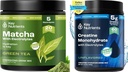 关键 NUTRINES Matcha Powder & Creatine Monohydrate Bundle – 未甜化的Matcha Green Tea (20 services) + 微量化的Creatine Powers 补充(60 services) – Boost Energy, Focus and Performance – Booster Energy, Focus and Perfective – Matcha Green Tea (20 services) + 微量化的Creatine Powers 补充(60 servicements) – Boost Energy, focus 和性能(20 serences)