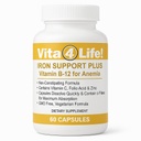 Vita4Life! ® 铁支持加 - 40mg 铁配维生素C,B-12,Folic Acid & Zinc - 60 Capsules - 红血细胞支持和能量非辅助公式 - 蔬菜和GMO-无