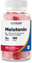 果实成本Melatonin 3mg, 180 Gummys, 草莓火焰 - Gluten Free, 非GMO, 无玉米糖浆