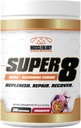 MUSCLEOLOGY Super 8 高性能 BCAA,电解和Glutamine Blend公式 - 工作后恢复和肌肉建筑补编,30 Service(马拉库亚)