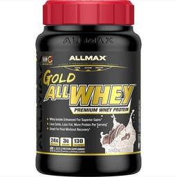 AllMAX 营养金 ALLWHEY, Cookies & Cream - 2磅 - 24克蛋白质 Per Scoop - Gluten Free, Low Carb & Low Sugar - 约30种