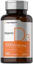 Horbäach 维生素 D3 1000IU (25mcg) 软胶 → 180 伯爵 → 高概率公式 → 非GMO & Gluten 免费补充