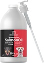 Horbaach 挪威沙门油换狗(64oz) QQ支持健康皮肤和 Coat 与Omega 3, EPA & DHA QQ Liquid Pet Supplement QQ Non-GMO, Gluten Free.