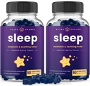 成人和孩子的NutraChamps睡眠口袋、与Chamomile的Melatonin Gummys、Valerian & L Theanine、Vegan Childrens Melatonin 3mg、1.5mg或6mg(袋装2,120Gummy)