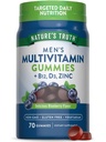 自然界的真理多维特敏 男性 Gummys QQ 70 Counter QQ 蓝莓 Flavor 与 B12, D3 & Zinc QQ 蔬菜, Non-GMO 和 Gluten 免费补充