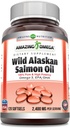 惊人的奥米加野生阿拉斯加沙门油(Omega-3,EPA/DHA) 补编 ^ 2400 Mg Perervice → 120 Softgels → Non-GMO → Gluten-free → → 在美国制造