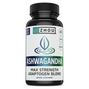 Zhou Ashwagandha - Ashwagandha and Rhodiola for Women and Men, Adaptagen Ashwaganda 1200 mg 与黑辣椒,可适应性支持补充 冷静,Mood,睡眠 - 60 Vegan Capsules