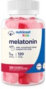 营养成本儿童 Melatonin Gummys 1mg, 120 Gummys, 草莓火焰