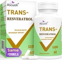 超纯度 Trans-Resveratrol 1100mg, 3-in-1 高级公式有机活性醇补充剂, Max抗氧化剂, 抗衰老, 皮肤健康, 乳液和能量, 1包
