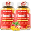 维生素B1 Gummys | Benfotiamine 500 mg 配有维生素B6 B9 B12 & 镁用于神经健康,能量和代谢支持 | 糖无,非转基因,维冈,120个计数