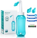 Neti Pot Sinus Rinse Nasal Wash 300ML Neti-Pot,配有30个鼻水洗盐包和粘贴温度计 Nose 清洁瓶清洁压力灌溉,供成人和孩子使用(灯绿)