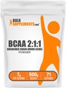 Bulk Assupports.com BCAA 2:1:1 粉末 - 分支链氨酸,BCAAs 氨酸 - 无味和葡萄糖酸,每服1克,500克(1.1磅)(包1)