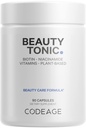 编码生物素补充剂,配有维生素C,维生素E,维生素B6,维生素Niacin,Folate,有机食品Blend,苯丙胺,Astaxanthin,硒 - Beautific Tonic - 头发,皮肤,和奈尔支持 - Vegan, 90 Ct