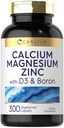 Carlyle Calcium 镁锌 D3 → 300 Caplets 与 Boron → Vegetarian, Non-GMO & Gluten 免费补充
