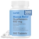 Curist Guaifenesin 600 mg 扩展释放药片(300 Dye-Free药片) - 预测者 Mucus Relief,通用 Guaifenesin 600 mg, (Bulk Pack)