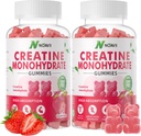 Creatine Monohydrate Gummys 5000mg for Men & Women, Chewables Creatine Monohydrate for Muscle Force, Muscle Builder, Energy Boost, 工作前补充-180草莓 Gummys