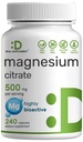 DEL Supplement Magnesium Citrate 500mg, 240 capsules | 易吸收,纯洁的履带矿物 — 肌肉,心脏,和消化支持 — — 一天一次,非GMO