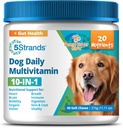 5Strands Dog 多维塔明 Chews, 10in-1, 维生素和后生素, All Ages & Breeds - 消化,脑,器官,心脏,流动,视觉,皮肤和大衣,豁免 - 狗补充品(Peanut Butter, 90ct)