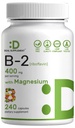 DEL 维生素B2 400mg (Riboflavin) 与甘化镁400mg, 240 capsules — 1中的2个支持健康神经系统,Mood,血液和能源生产,非GMO