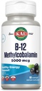 KAL维生素B-12 甲基Cobalamin Lozenges 5000mcg,健康能源,代谢,Nerve和红血球支持,* 最佳吸收,天然Acai Flavor,Vegan,无糖,60服务,60Lozenges
