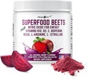 超级食品 Beets Powder, 10.59oz 40 services - Beetroot Powder 有机 Beet Root Blend with Green Tea & Berry Flavor, 非GMO, 植物饮料混合
