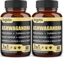 2 Pack 60 Capsules - 8050mg Ashwagandha 抽取补编 - 7in1 配有 Fenugreek, Maca, Turmeric, Rhodiola, Ginger & Black Pepper - Spirit, Immune & Energy Support - 4个月供应