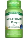 Nature's Truth Melatonin 10 mg with Ashwagandha | 60 Capsules | Non-GMO & Gluten 成人免费补编