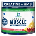 生物信任无龄肌肉构建器 - 配有维生素D3 & Betaine的Creatine HMB 粉末 - 构建和保存自然下降的肌肉质量和强度 - 水果冲锋,30种服务