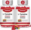 L Tyrosine Gummys 1000mg, L-Thenine Supplement Gummy 200mg, Sweet Free L-Tyrosine 配有成人和孩子维生素B6 能量补充 - 支持 Mood Focus Gummys, 大脑记忆, 120 Count