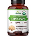 Zazzzee USDA 有机狮的马内 20:1 提取物,30% 聚沙克查里德斯,16,000 mg 强度,120 Vegan Capsules,Nootropic for Brain Health, Focus, Memory, Content and Immune Supports, Made in The USA