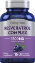 Piping Rock Resveratrol Complex 1800 mg → 180 Capsules → Grape种子提取 → Non-GMO, Gluten 免费补充