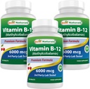 最佳天然维生素B-12作为甲基Cobalamin(Methyl B12),6000 mcg 120 亚语片(120 counts (Pack of 3))