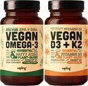 Vegan Omega 3 & Vegan 维生素 D3 + K2 补充剂 Bundle - 植物基 DHA & EPA 脂肪酸,4000 IU 维生素 D3和100 mcg 维生素 K2作为 Mk7