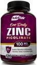 NutriFlair Zinc Piclinit 100mg, 120 Capsules - Vegan, 非GMO, 在美国制造, 第三方实验室测试